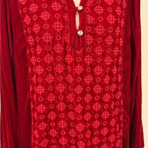 John Mark Red Embroidered Top